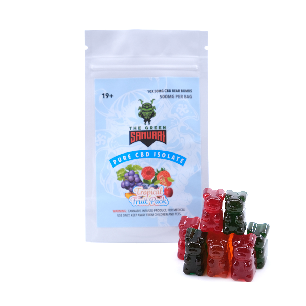 The Green Samurai – 500mg CBD Bear Bombs – Tropical Fruit Pack