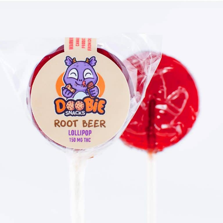 Doobie Snacks 150 mg THC root beer lollipop sold in Canada by Bud Cargo