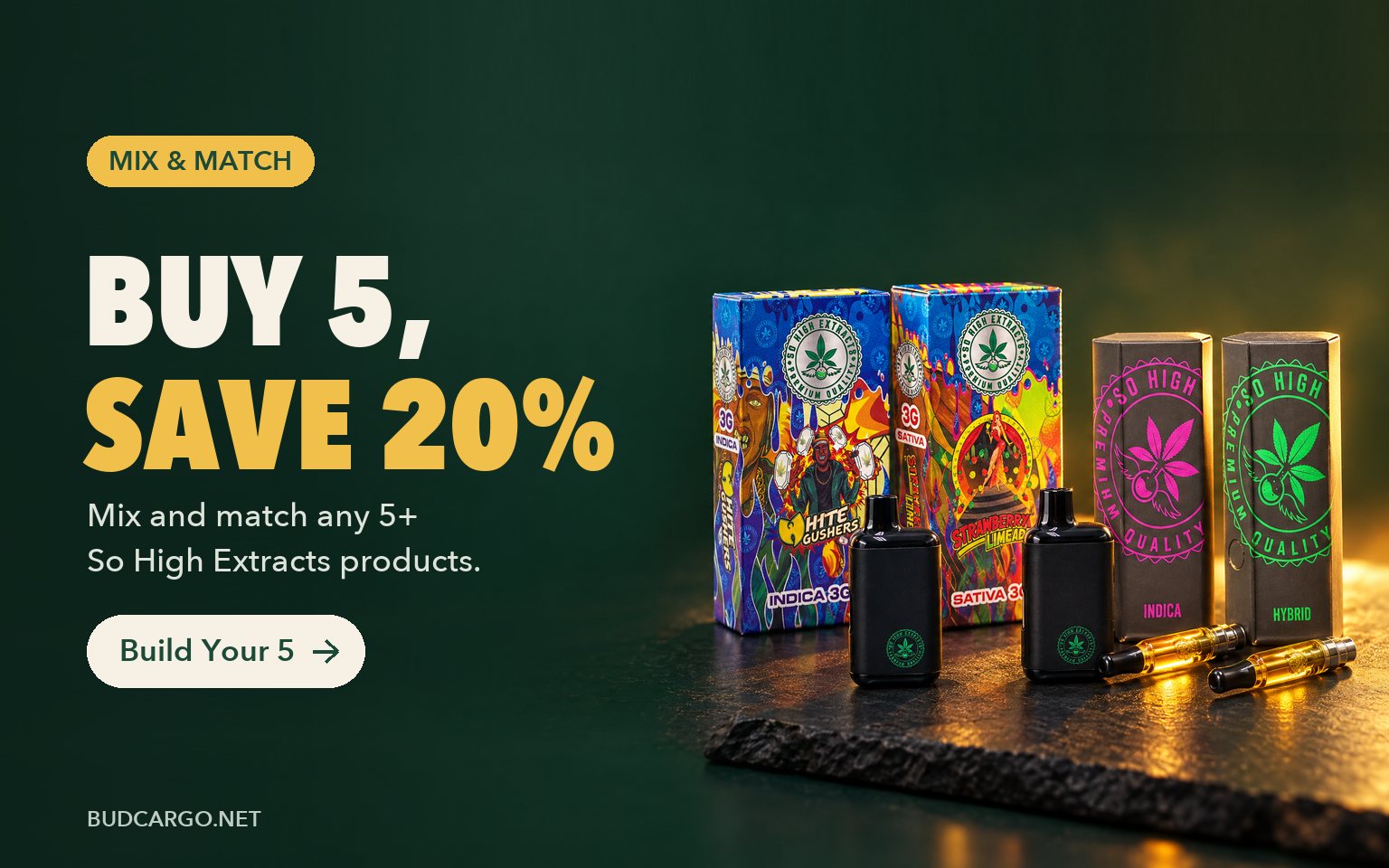 So High Extracts 3G vapes and 1ml carts – buy 5, save 20%